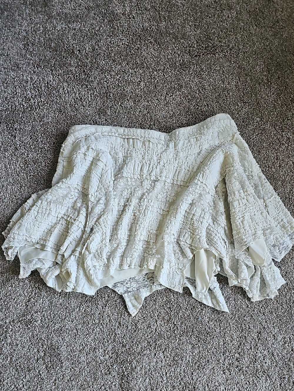 Cotton On Cream Ruffled Lace Mini Skirt